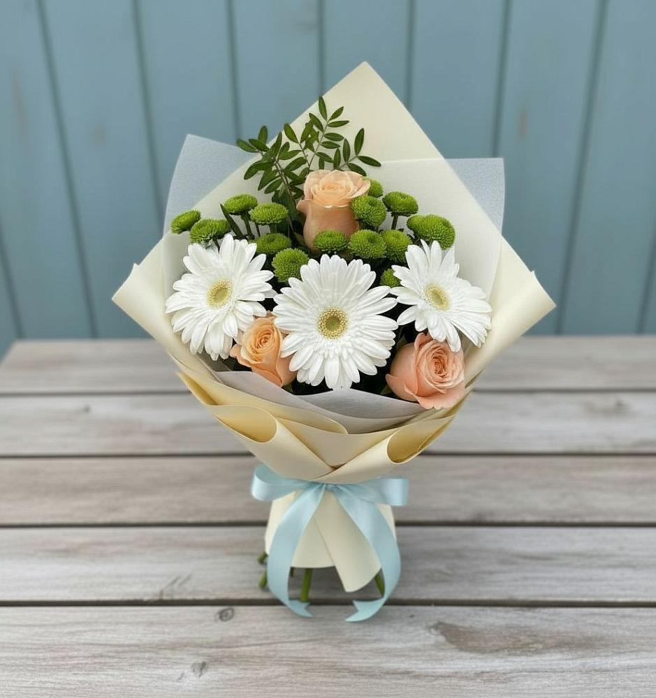Букет цветов из: Герберы, Розы и Хризантемы в Колпашево