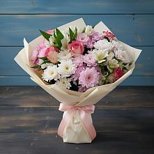 Букет цветов из:  Хризантемы, Альстромерии и Розы в Колпашево