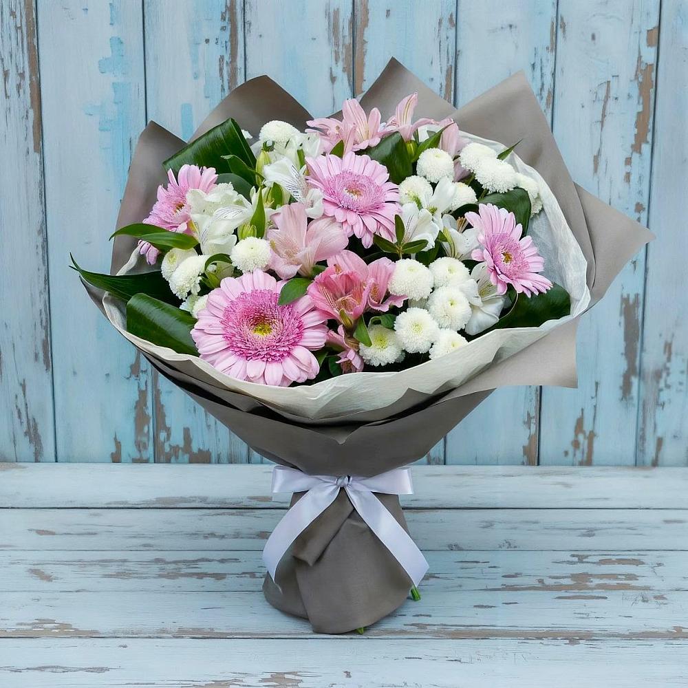 Букет цветов из: Герберы, Альстромерии и Хризантемы в Колпашево